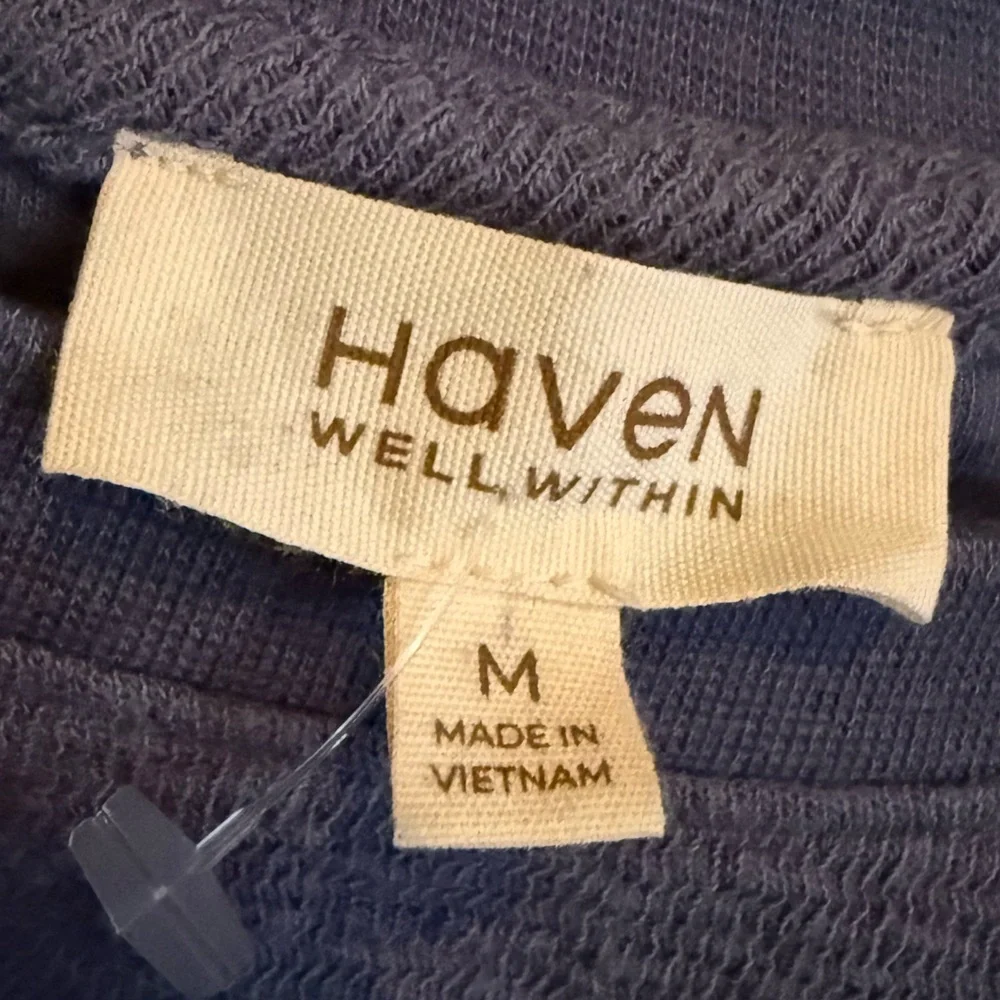 Haven Well Within COTTON BLEND TEXTURED CREWNECK TEE Inidigo Blue Size Mesdiun - Picture 3 of 10